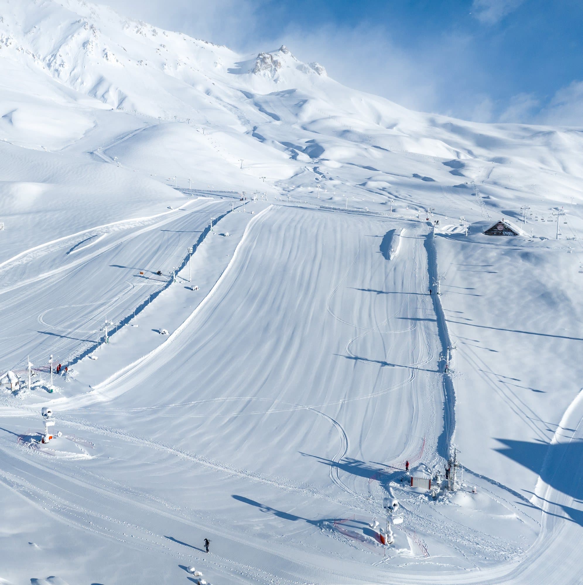 Las Leñas pistes and powder tracks from the air