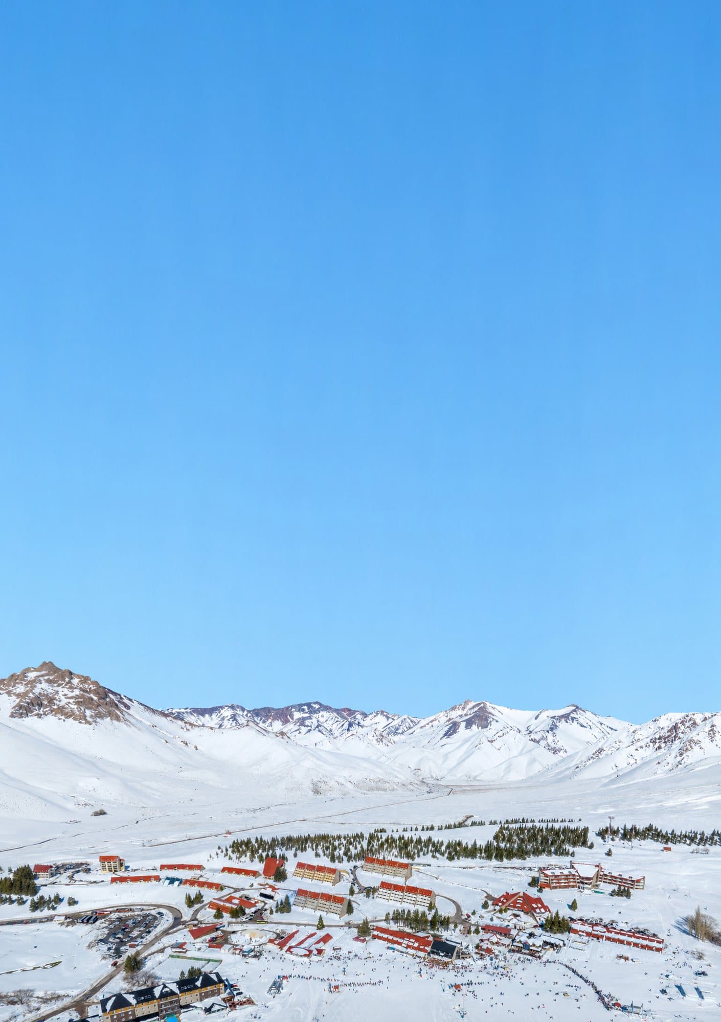 The Las Leñas village below the Andes