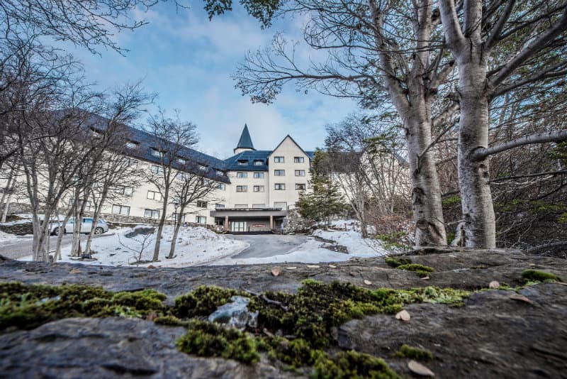 Las Hayas Ushuaia Resort in winter among lenga trees